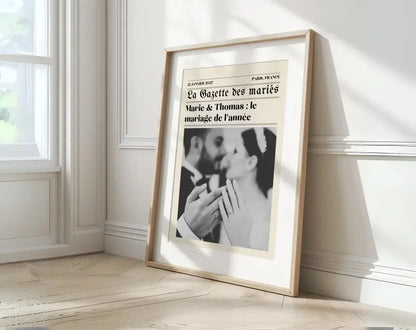 Affiche La Gazette des Mariés - Poster rétro personnalisé pour mariage FLTMfrance