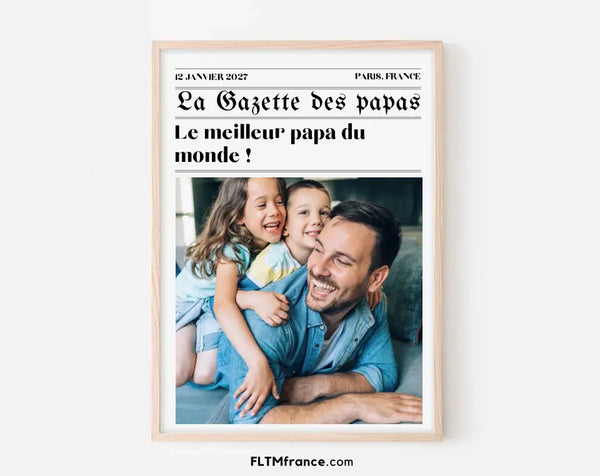 Affiche La Gazette des Papas - Cadeau rétro et personnalisé pour papa