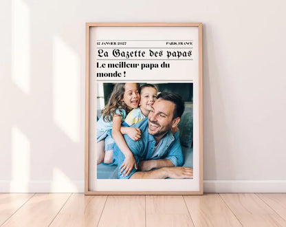 Affiche La Gazette des Papas - Cadeau rétro et personnalisé pour papa FLTMfrance