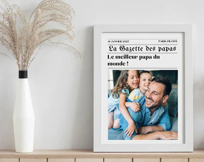 Affiche La Gazette des Papas - Cadeau rétro et personnalisé pour papa FLTMfrance