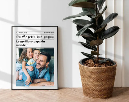 Affiche La Gazette des Papas - Cadeau rétro et personnalisé pour papa FLTMfrance