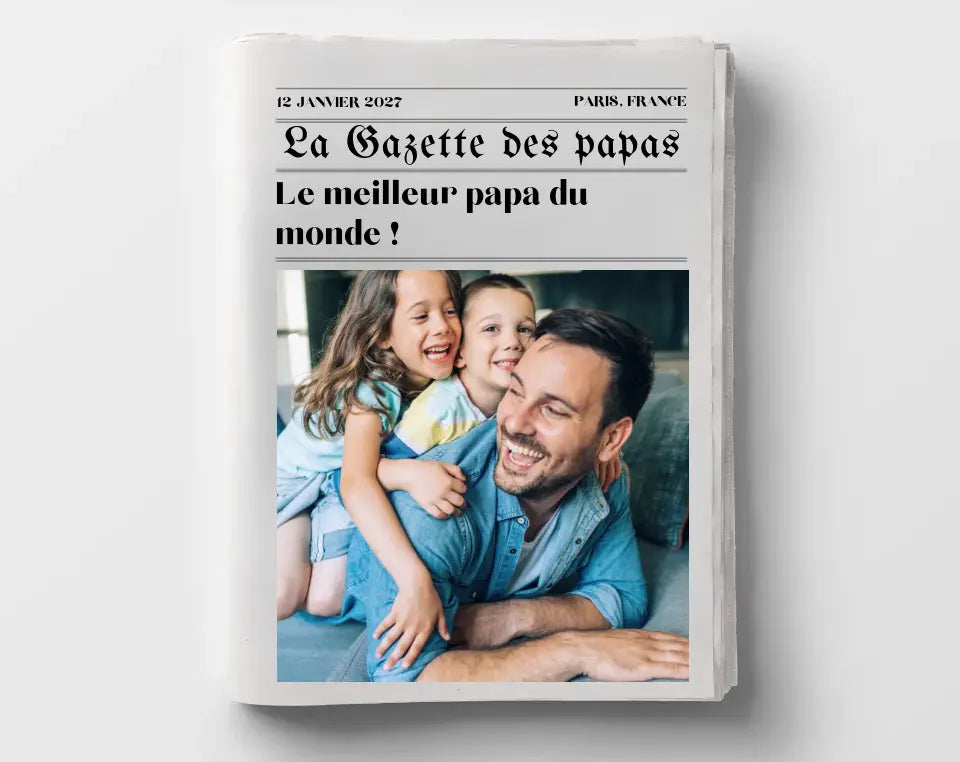 Affiche La Gazette des Papas - Cadeau rétro et personnalisé pour papa FLTMfrance