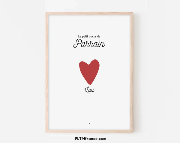 Affiche Les petits coeurs de Parrain - Cadeau personnalisé