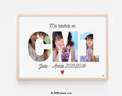 Affiche Ma rentrée en CM1 personnalisée FLTM