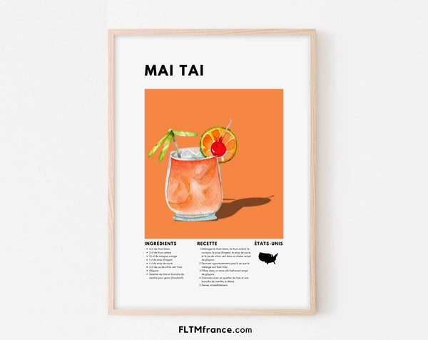 Affiche Mai Tai - Affiche recette de cocktail