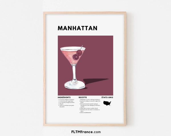 Affiche Manhattan - Affiche recette de cocktail