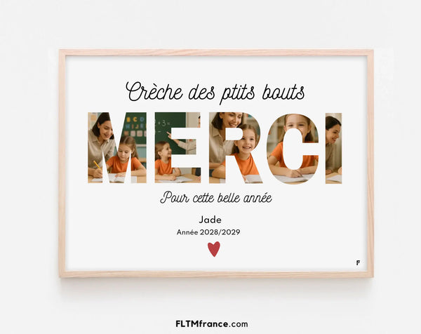 Affiche Merci Crèche personnalisée avec photos