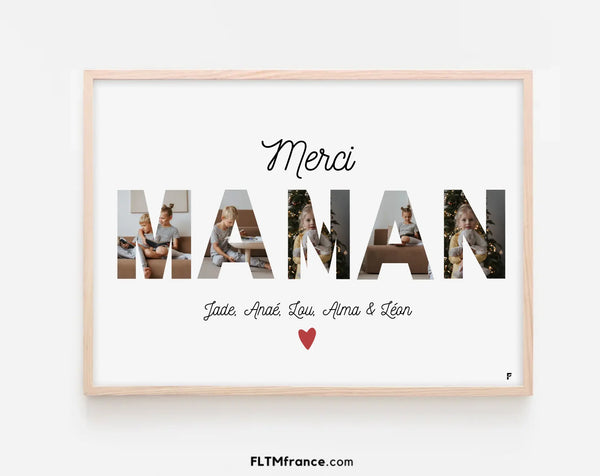 Affiche Merci Maman personnalisée - Cadeau photo maman