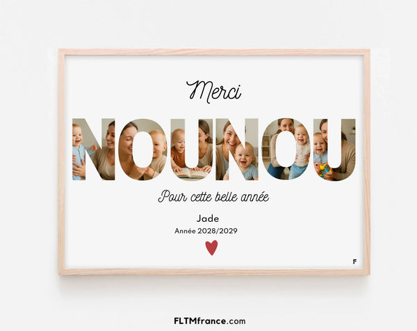 Affiche Merci Nounou personnalisée avec photos