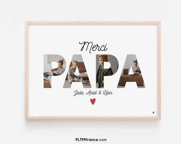 Affiche Merci Papa personnalisée - Cadeau photo papa