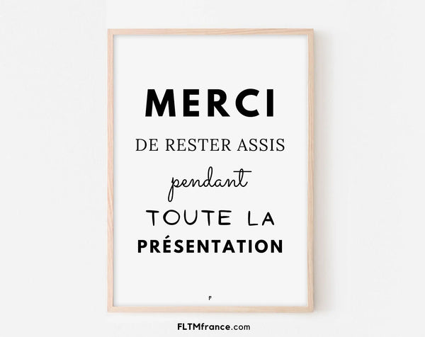 Affiche Merci de rester assis - Poster humour WC