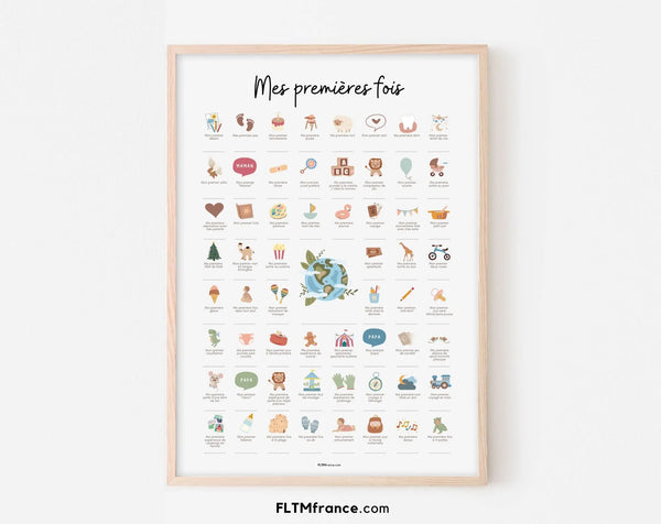 Affiche Mes premières fois - Cadeau naissance bébé