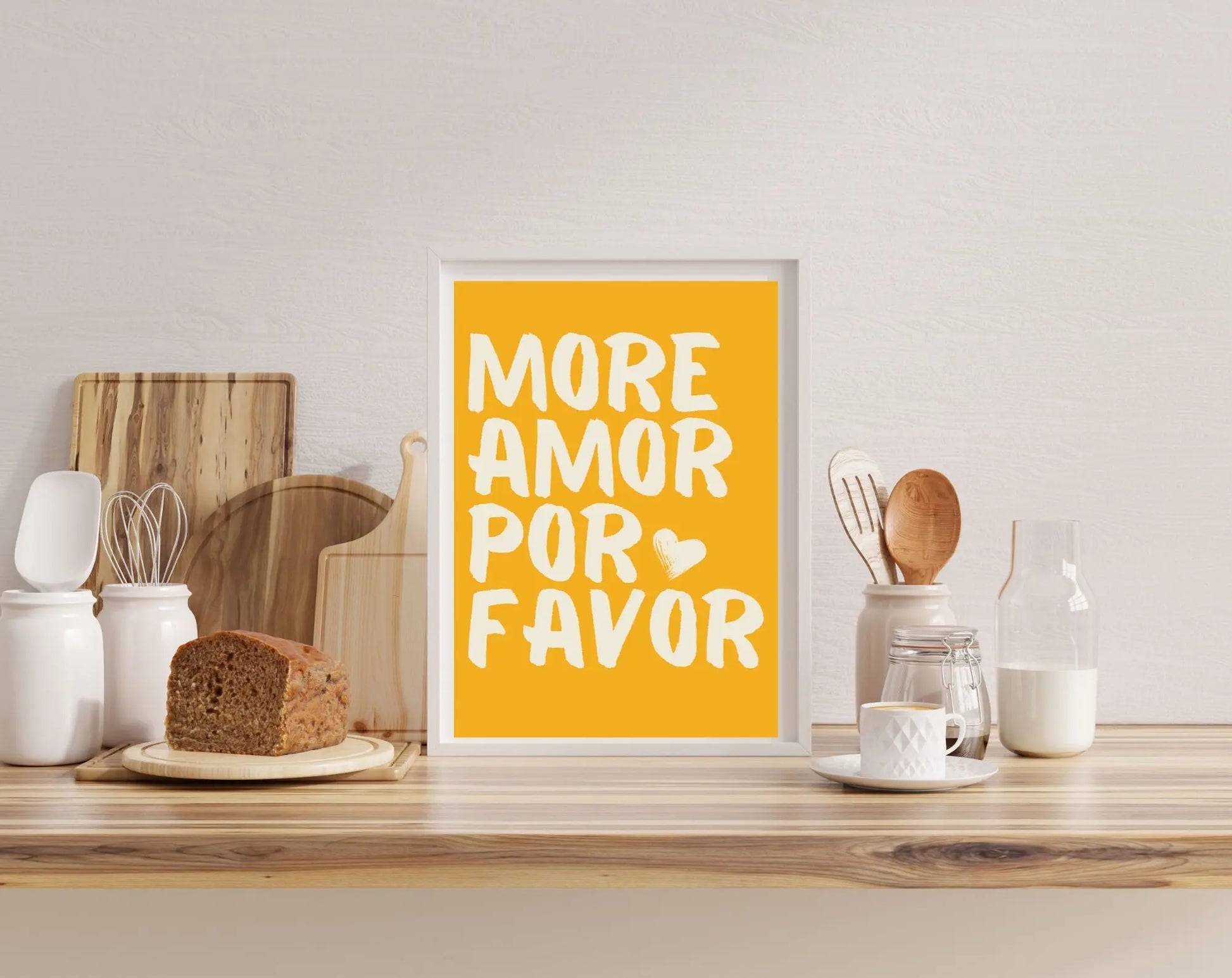 Affiche More Amor Por Favor jaune - Affiche de citation d'amour FLTMfrance