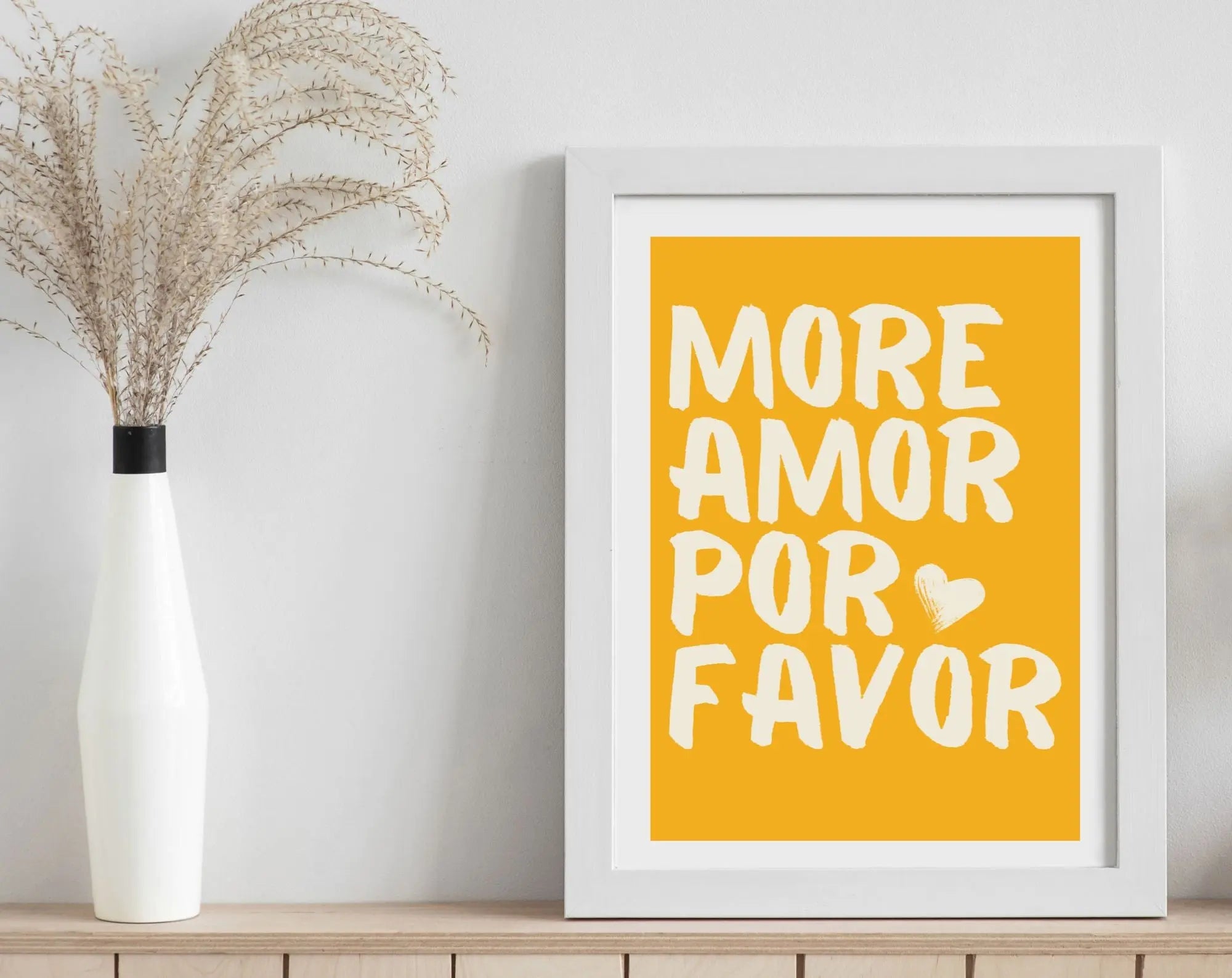Affiche Murale En Toile "More Amor Por Favor" - Citation D'amour En Noir Et Blanc, 50x70cm Sans Cadre - Décoration Salon, Chambre, Bureau
