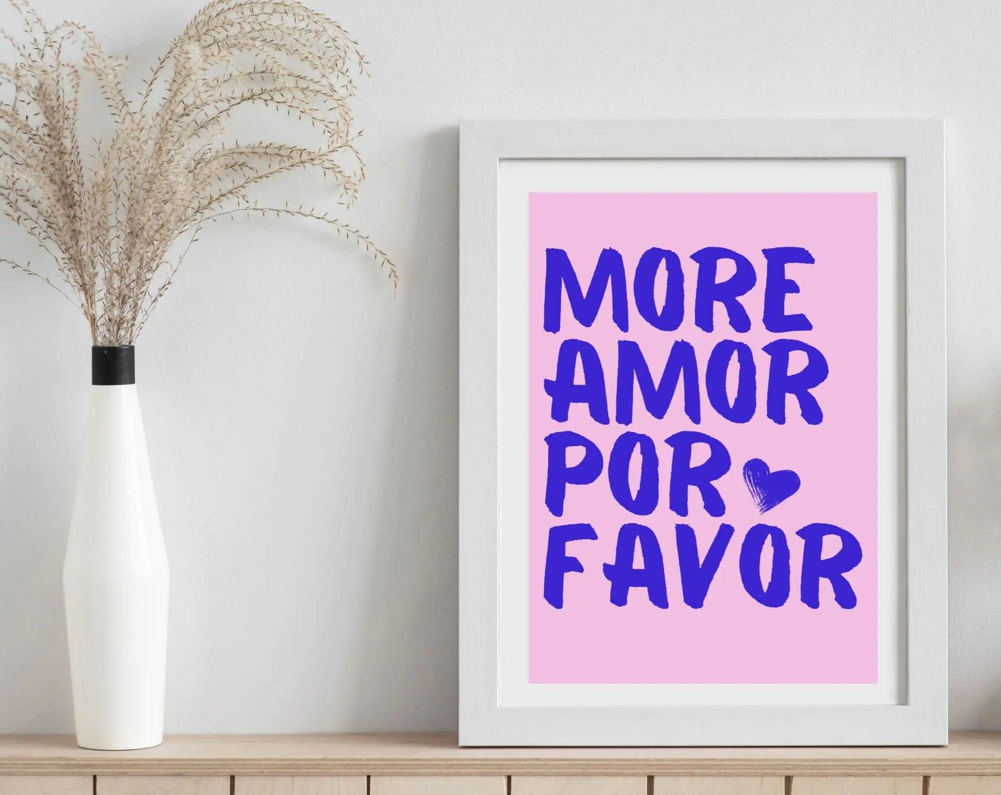 Affiche More Amor Por Favor mauve - Affiche de citation d'amour FLTMfrance