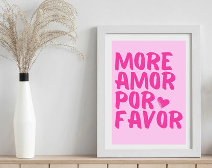 Affiche More Amor Por Favor rose - Affiche de citation d'amour FLTMfrance