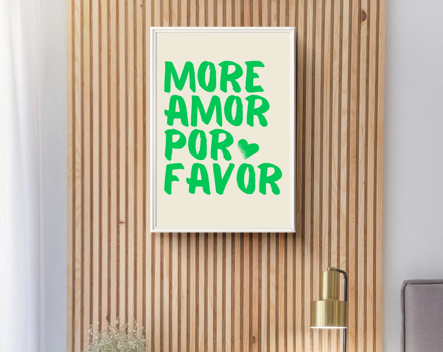 Affiche More Amor Por Favor vert - Affiche de citation d'amour FLTMfrance