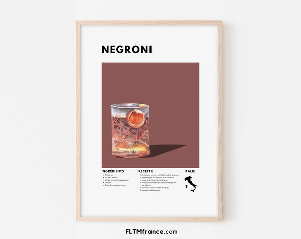 Affiche Negroni - Affiche recette de cocktail