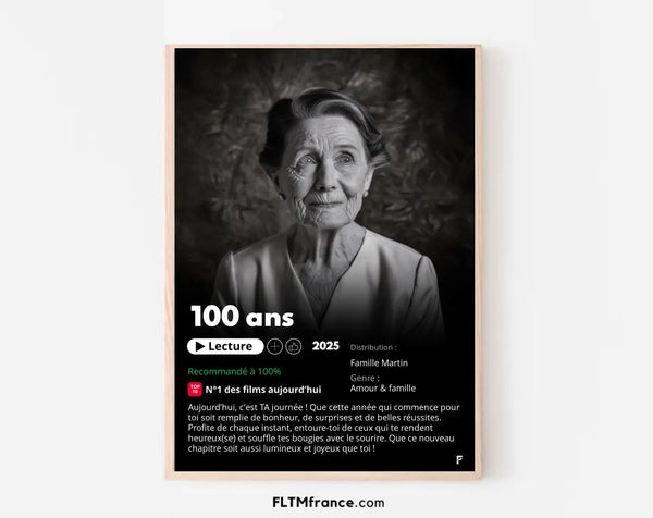 Affiche Netflix 100 ans personnalisée
