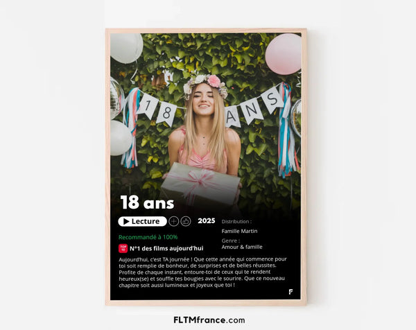 Affiche Netflix 18 ans personnalisée