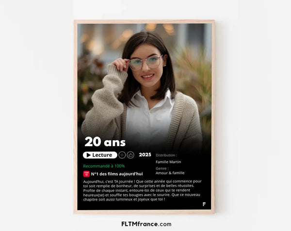 Affiche Netflix 20 ans personnalisée