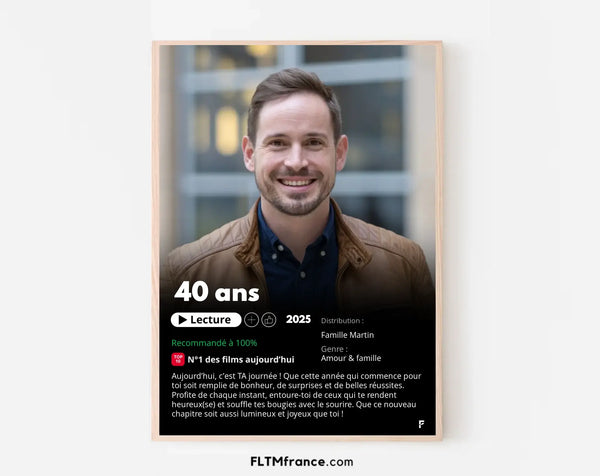 Affiche Netflix 40 ans personnalisée