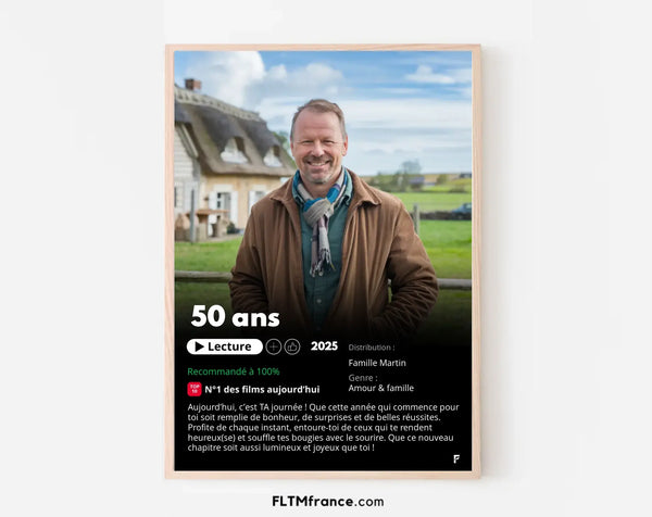 Affiche Netflix 50 ans personnalisée
