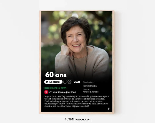Affiche Netflix 60 ans personnalisée