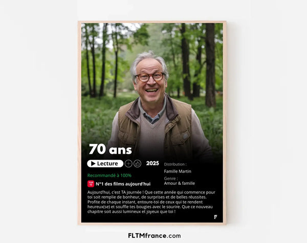 Affiche Netflix 70 ans personnalisée