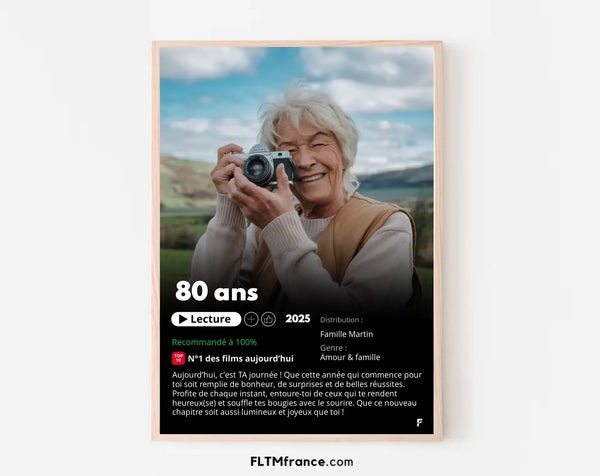 Affiche Netflix 80 ans personnalisée