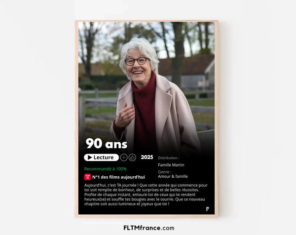 Affiche Netflix 90 ans personnalisée