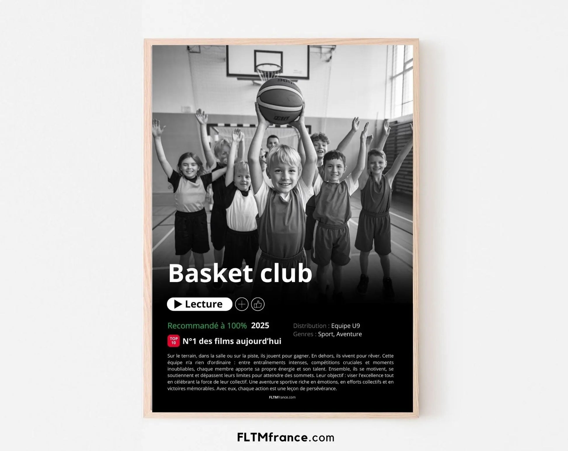 Affiche Netflix Equipe de basket personnalisée FLTMfrance