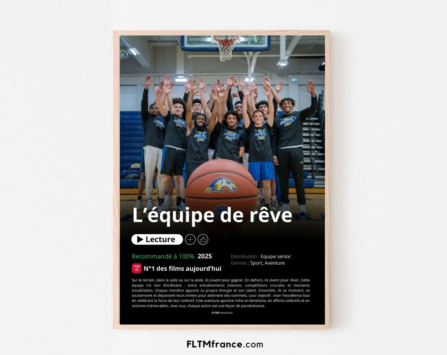 Affiche Netflix Equipe de basket personnalisée FLTMfrance