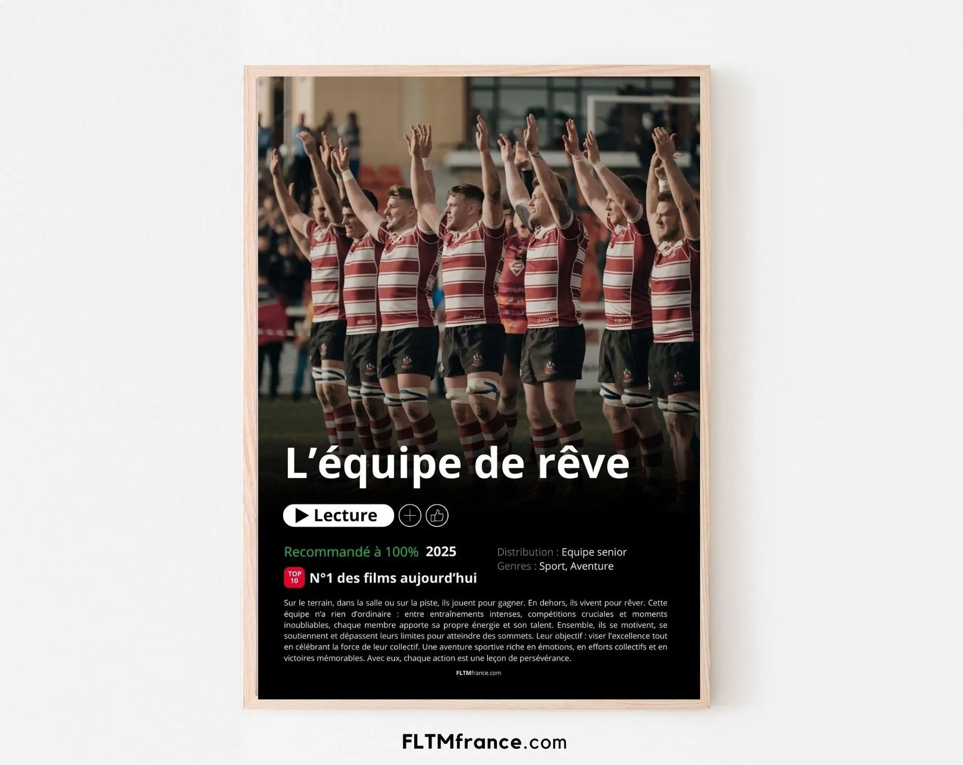 Affiche Netflix Equipe de rugby personnalisée FLTMfrance