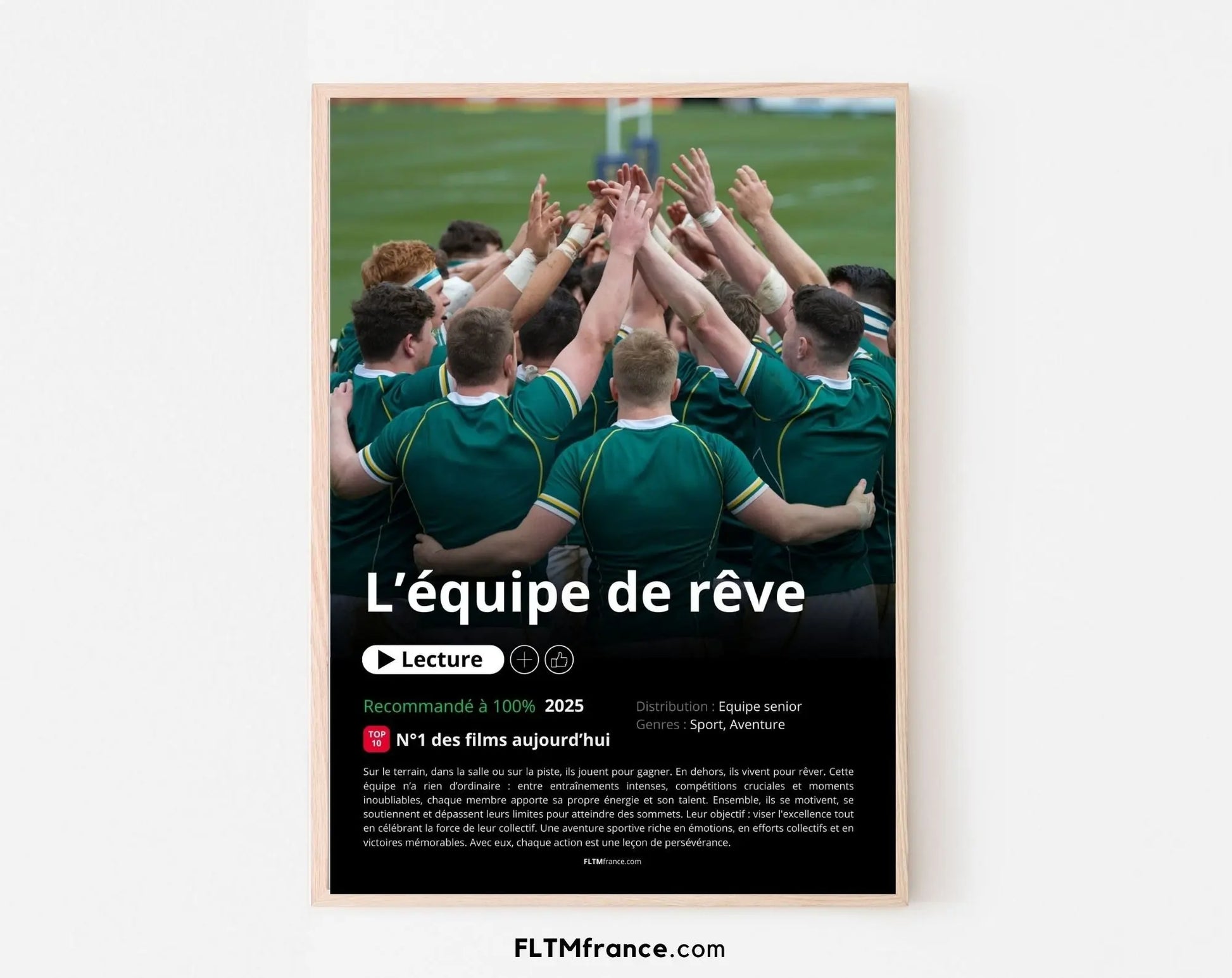 Affiche Netflix Equipe de rugby personnalisée FLTMfrance