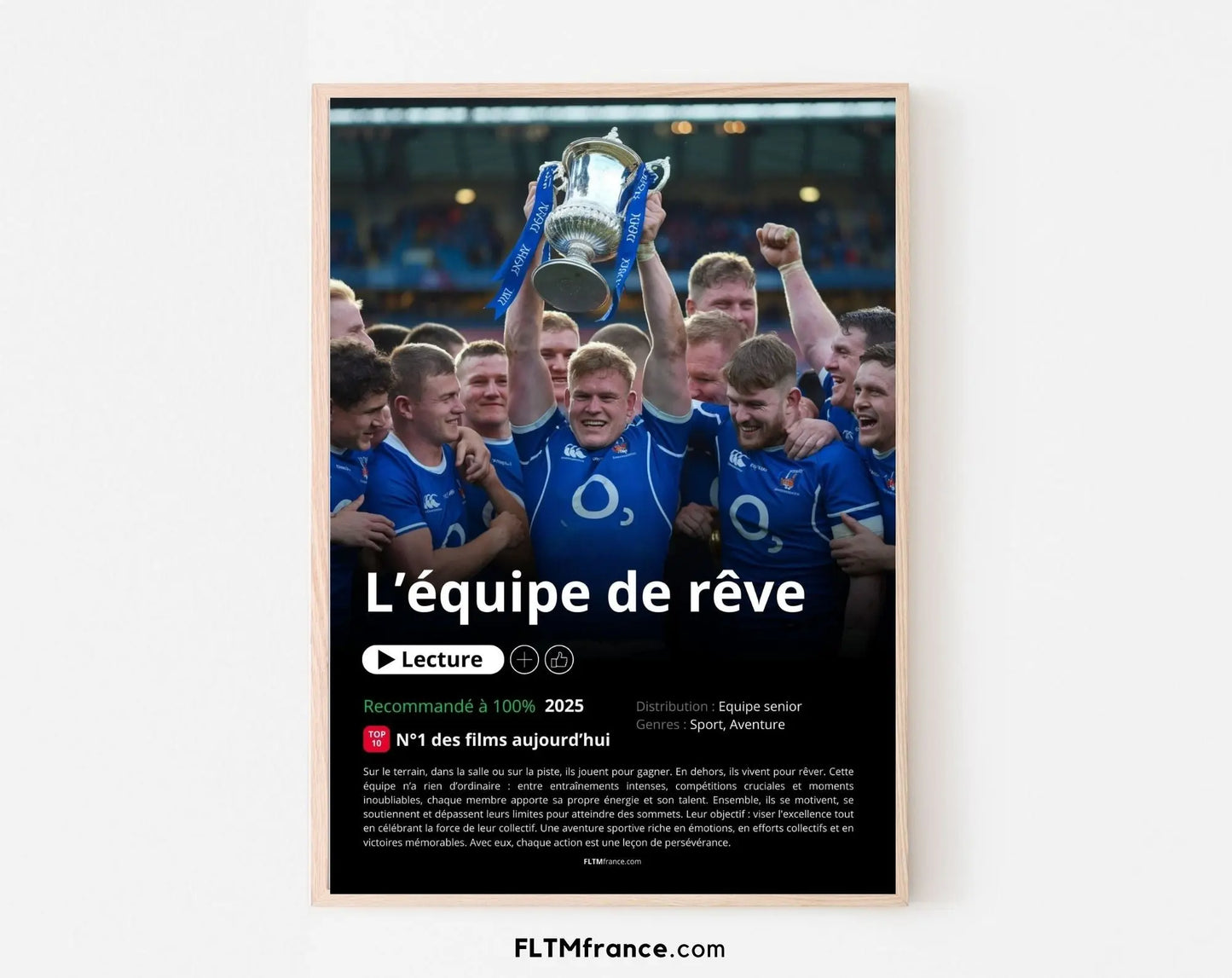 Affiche Netflix Equipe de rugby personnalisée FLTMfrance