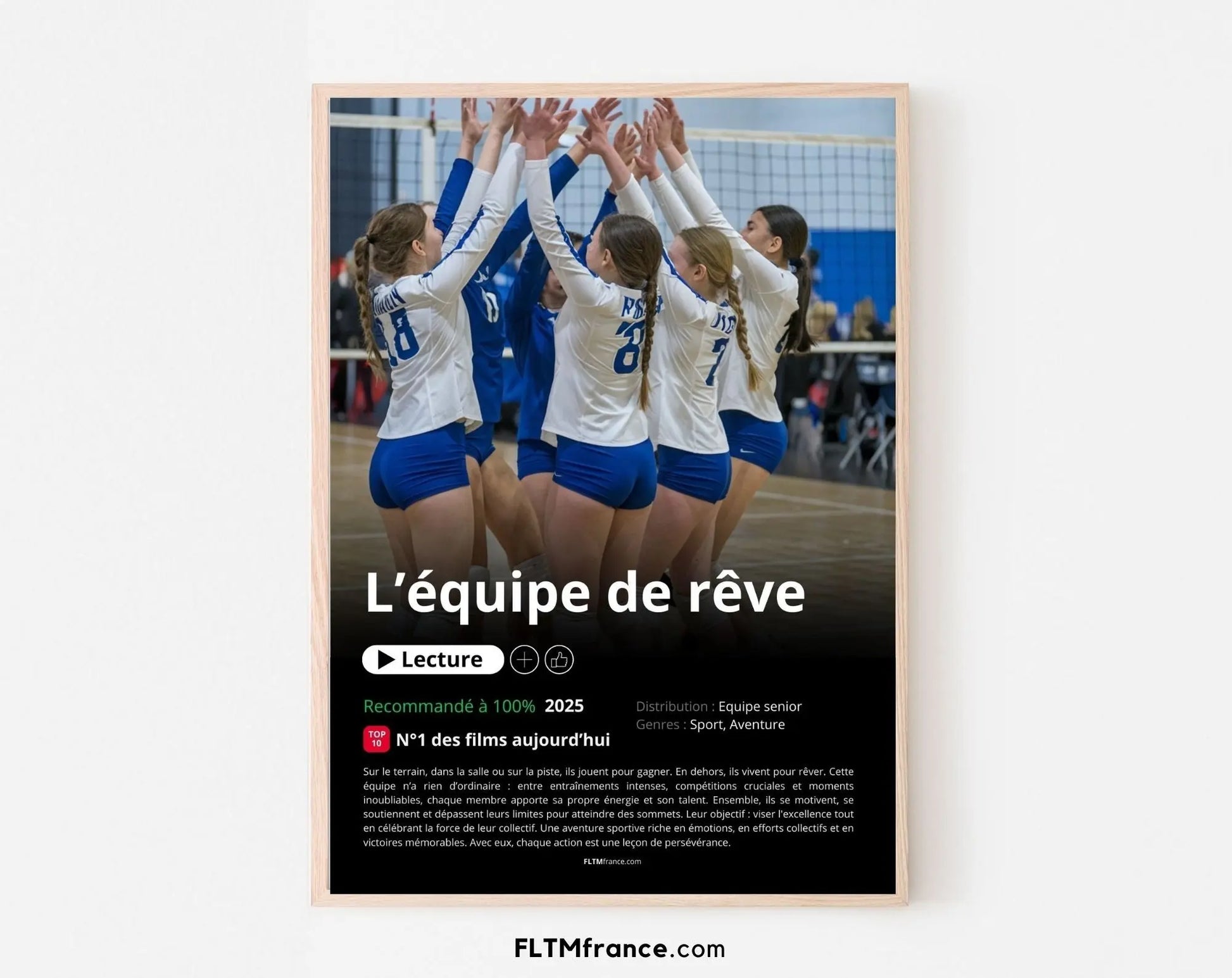 Affiche Netflix Equipe de volley-ball personnalisée FLTMfrance