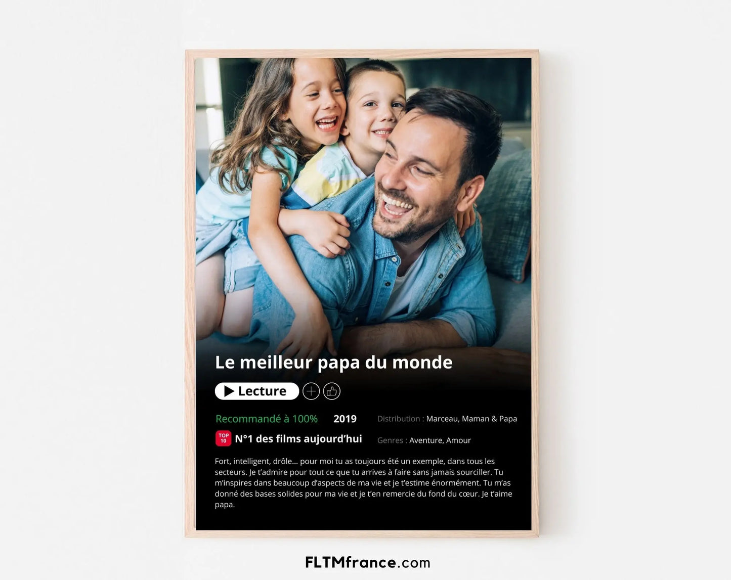 Affiche Netflix Papa personnalisée FLTMfrance