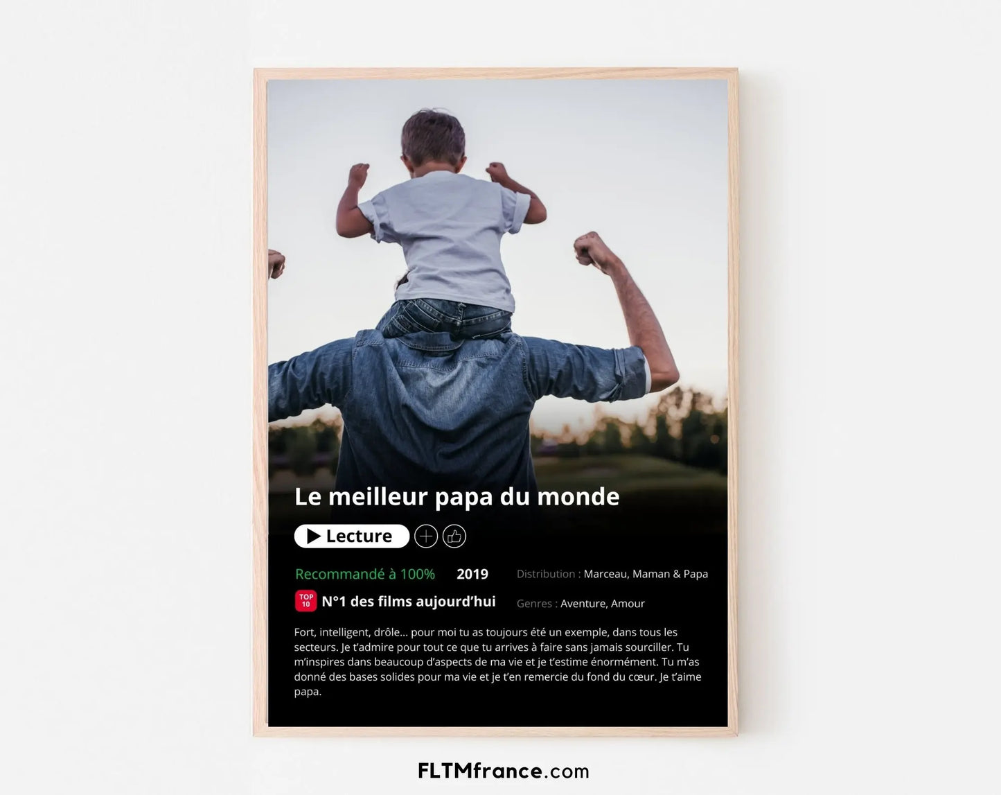 Affiche Netflix Papa personnalisée FLTMfrance