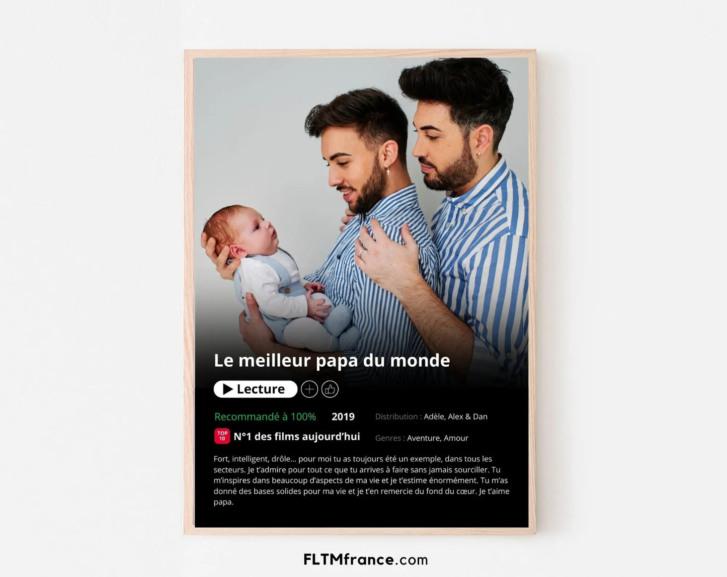 Affiche Netflix Papa personnalisée FLTMfrance