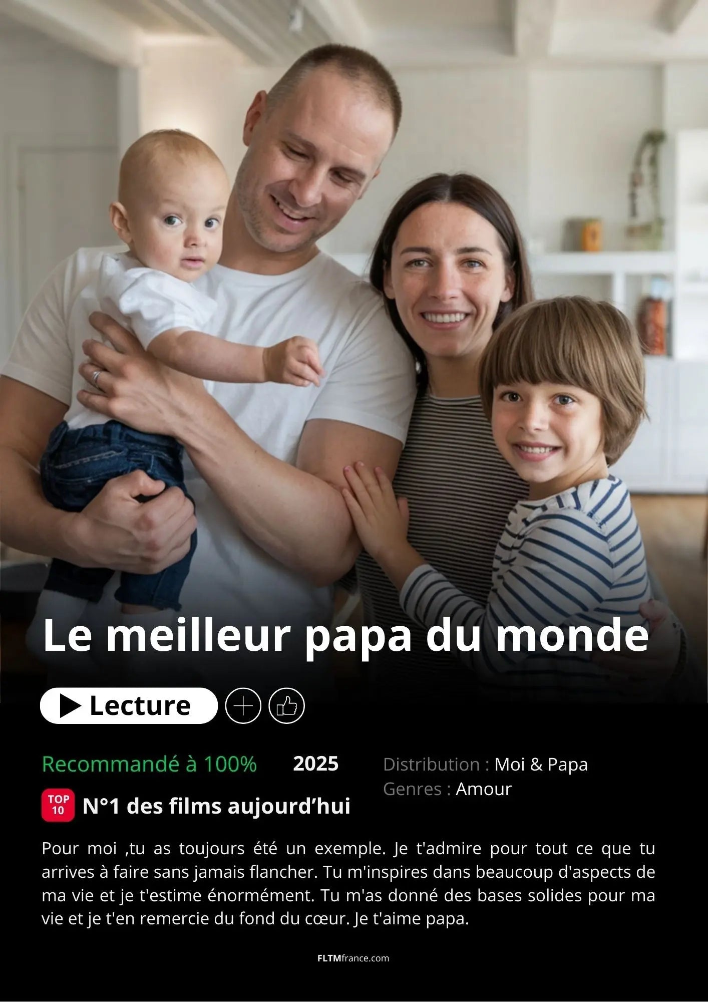 Affiche Netflix Papa personnalisée FLTMfrance