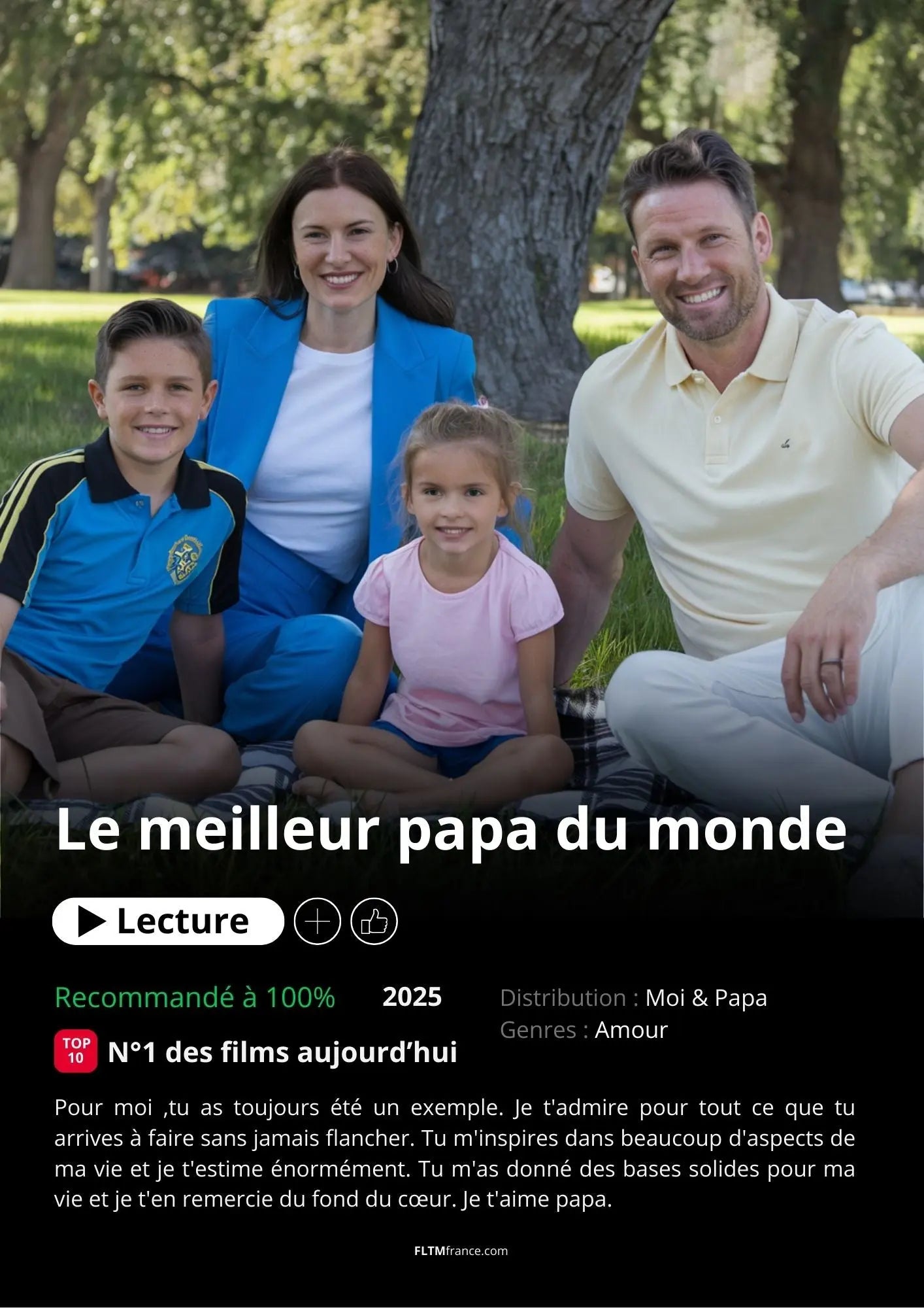 Affiche Netflix Papa personnalisée FLTMfrance