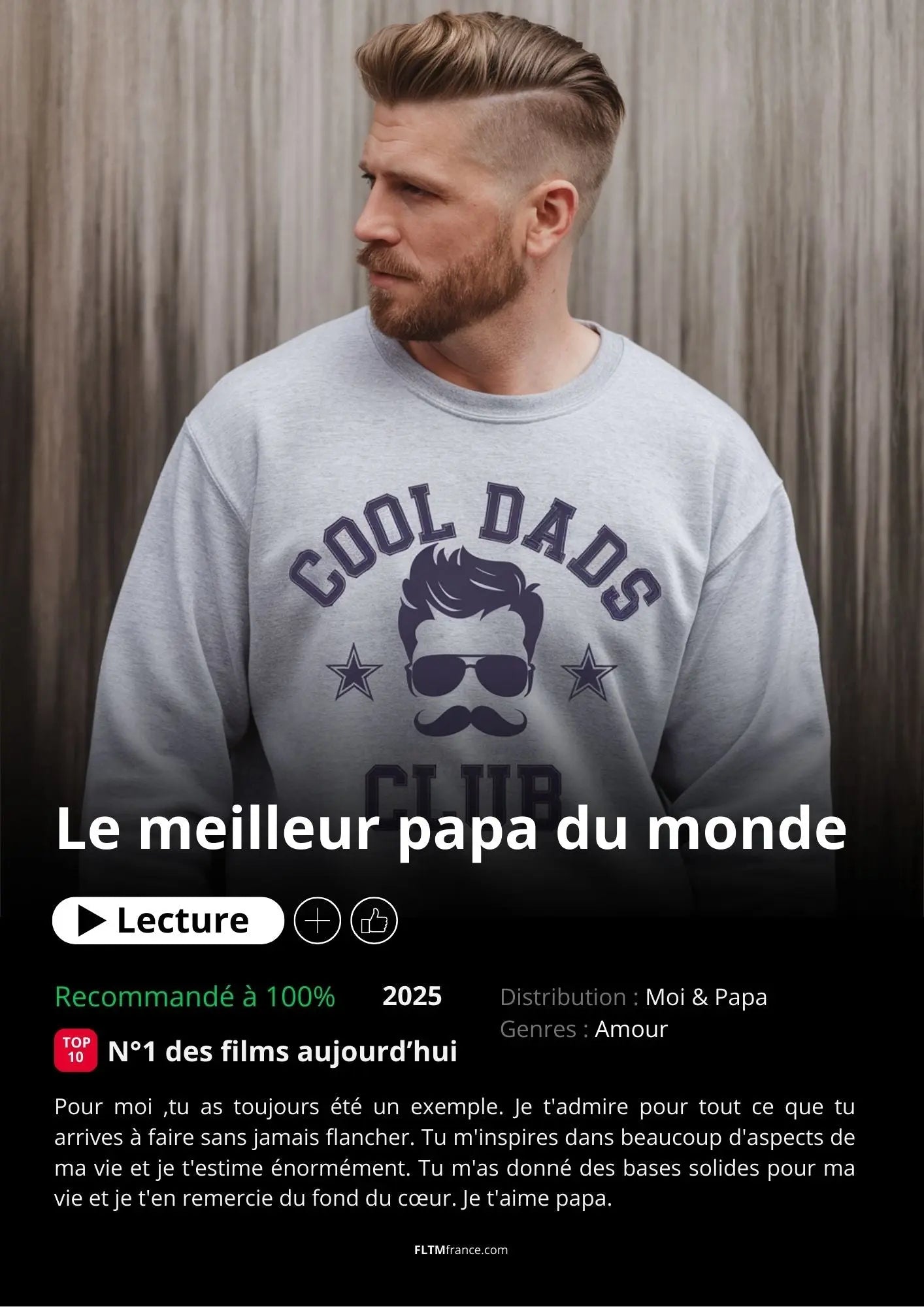 Affiche Netflix Papa personnalisée FLTMfrance