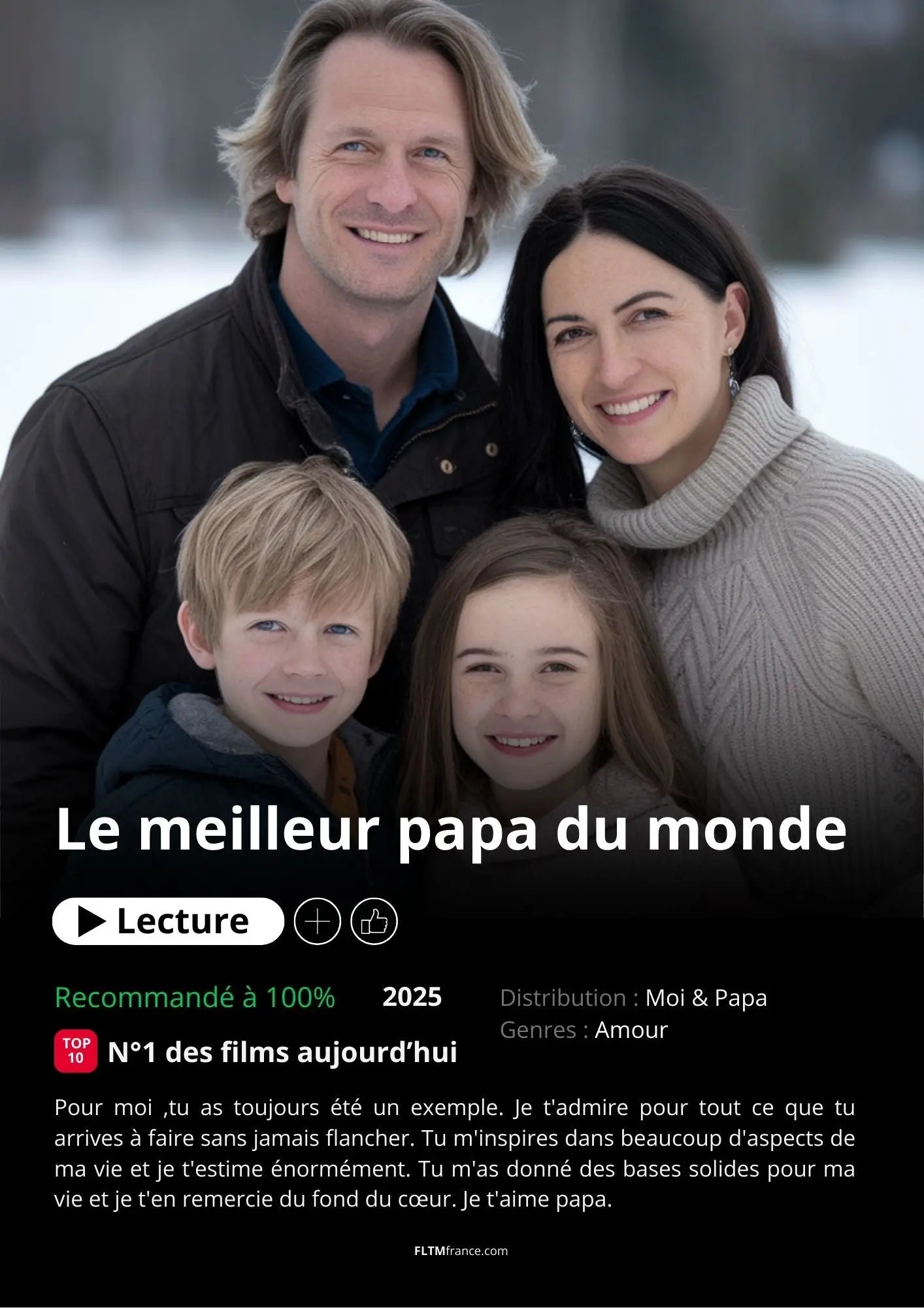 Affiche Netflix Papa personnalisée FLTMfrance