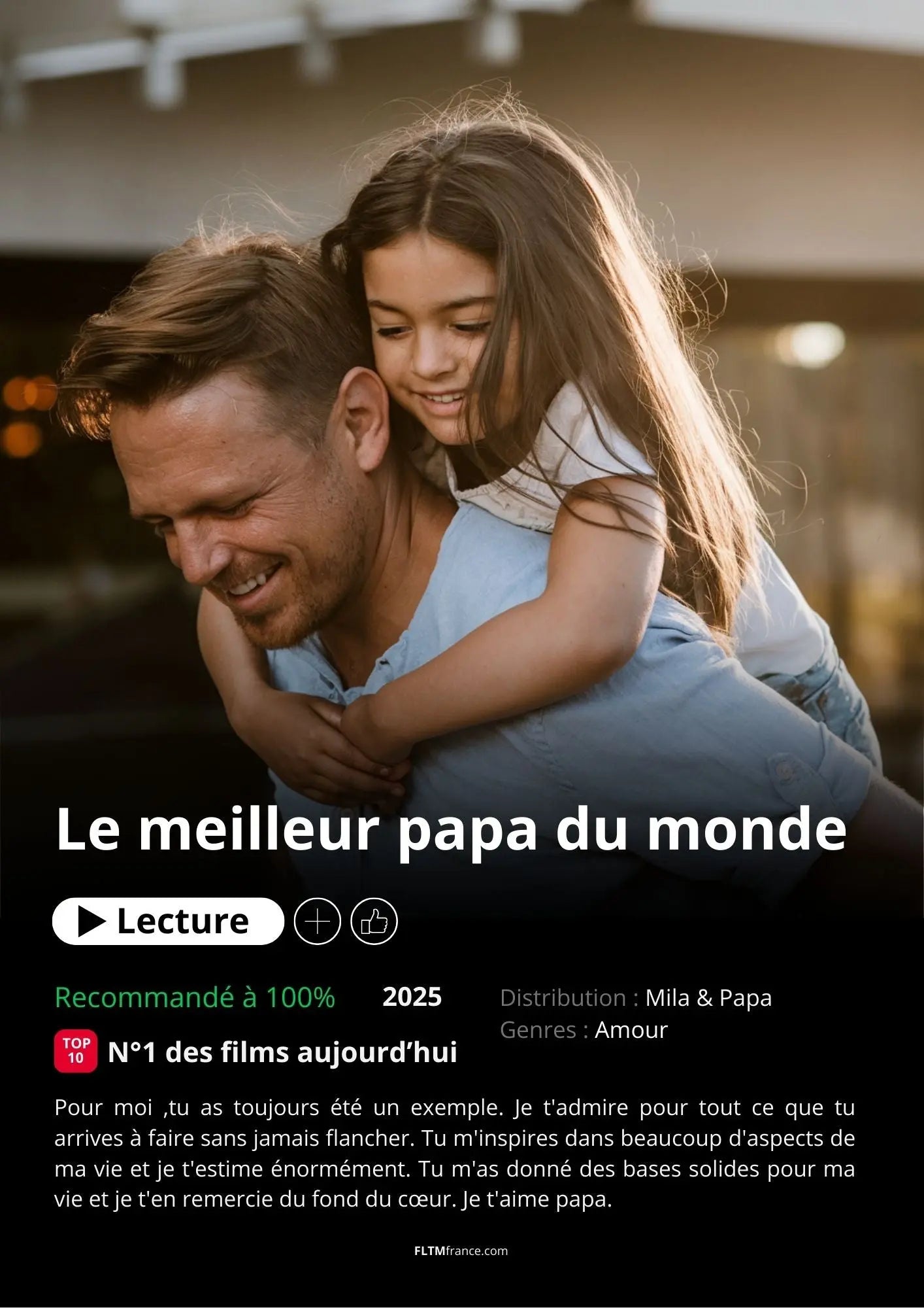 Affiche Netflix Papa personnalisée FLTMfrance