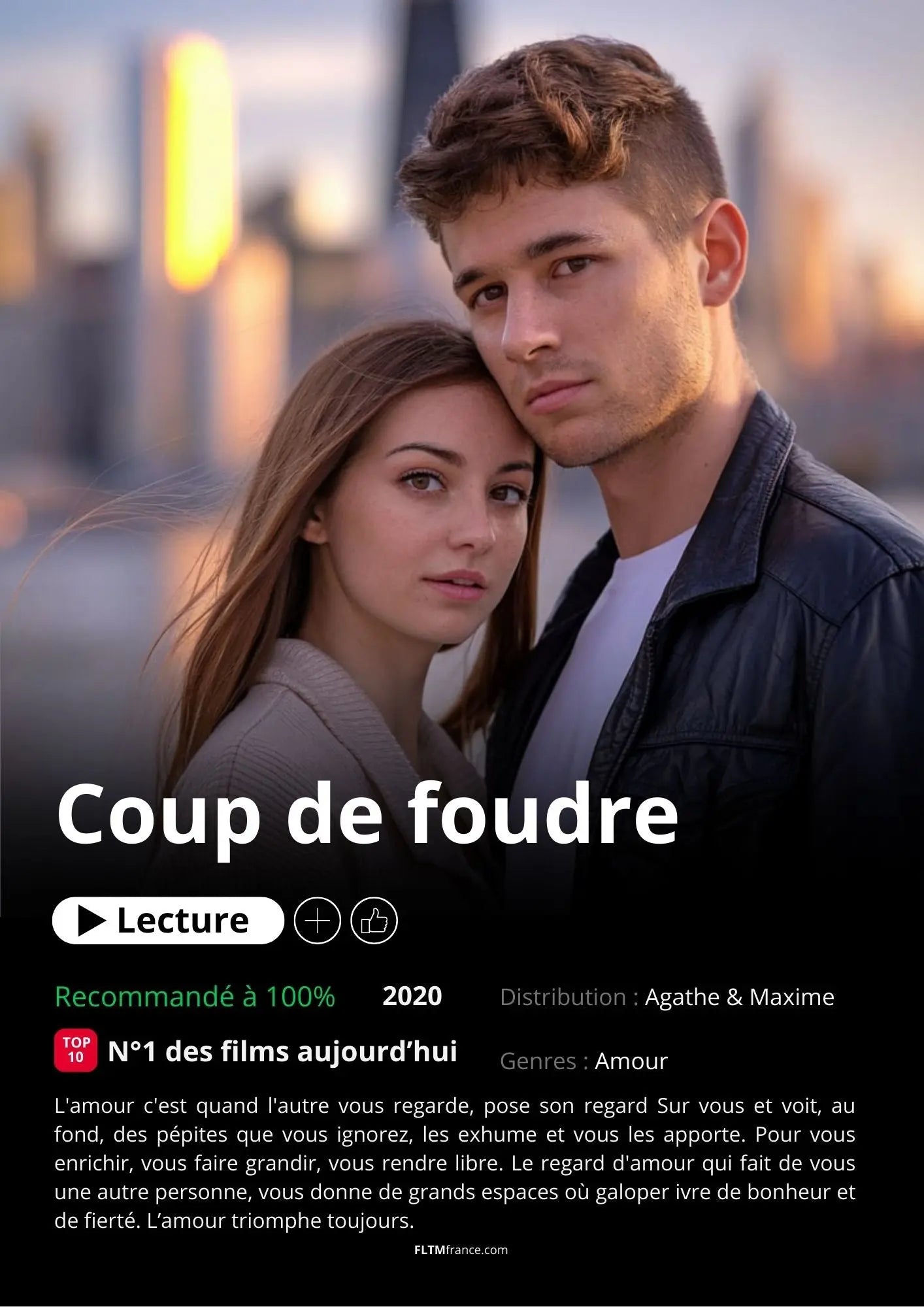 Affiche Netflix couple personnalisée FLTMfrance