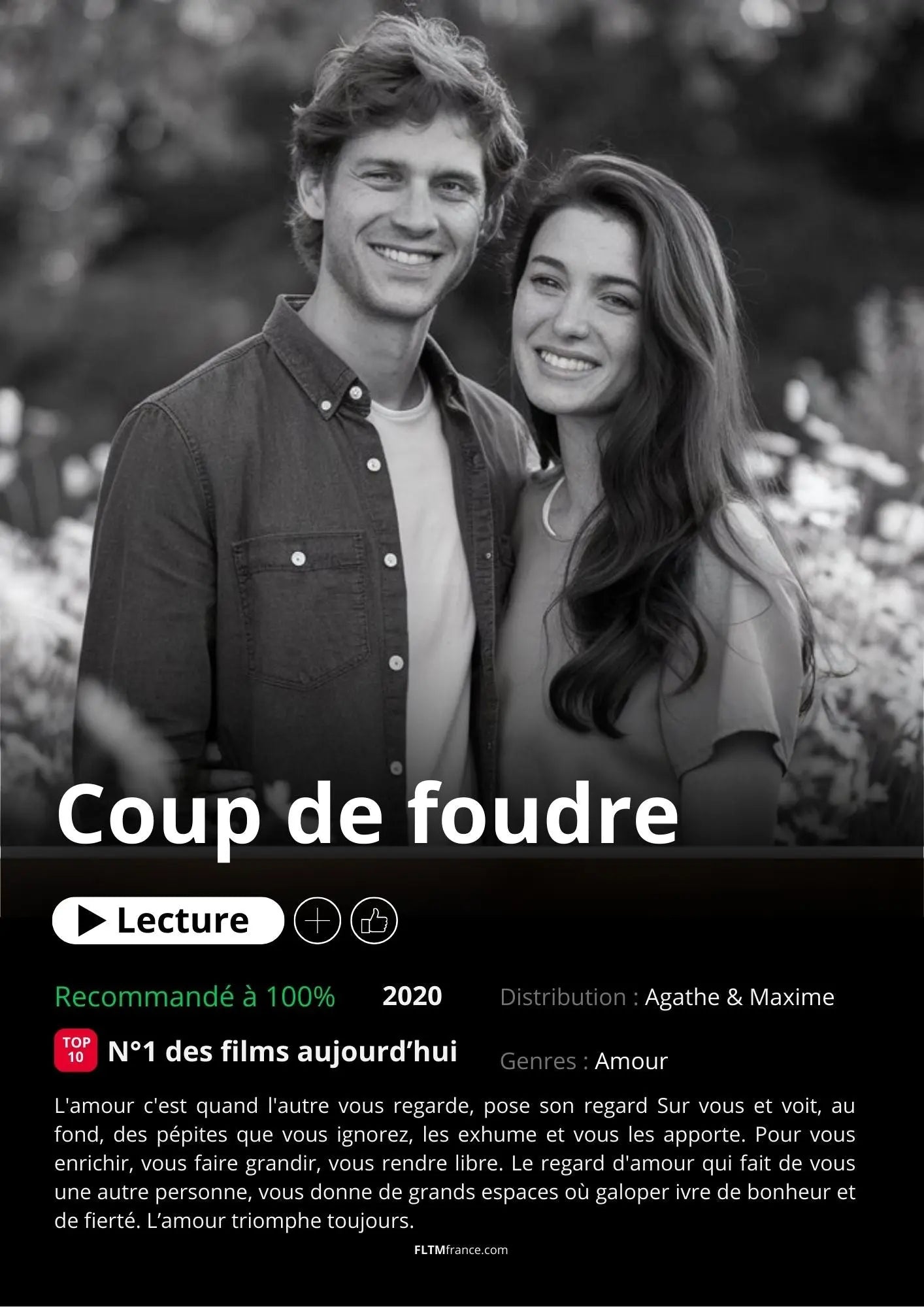 Affiche Netflix couple personnalisée FLTMfrance