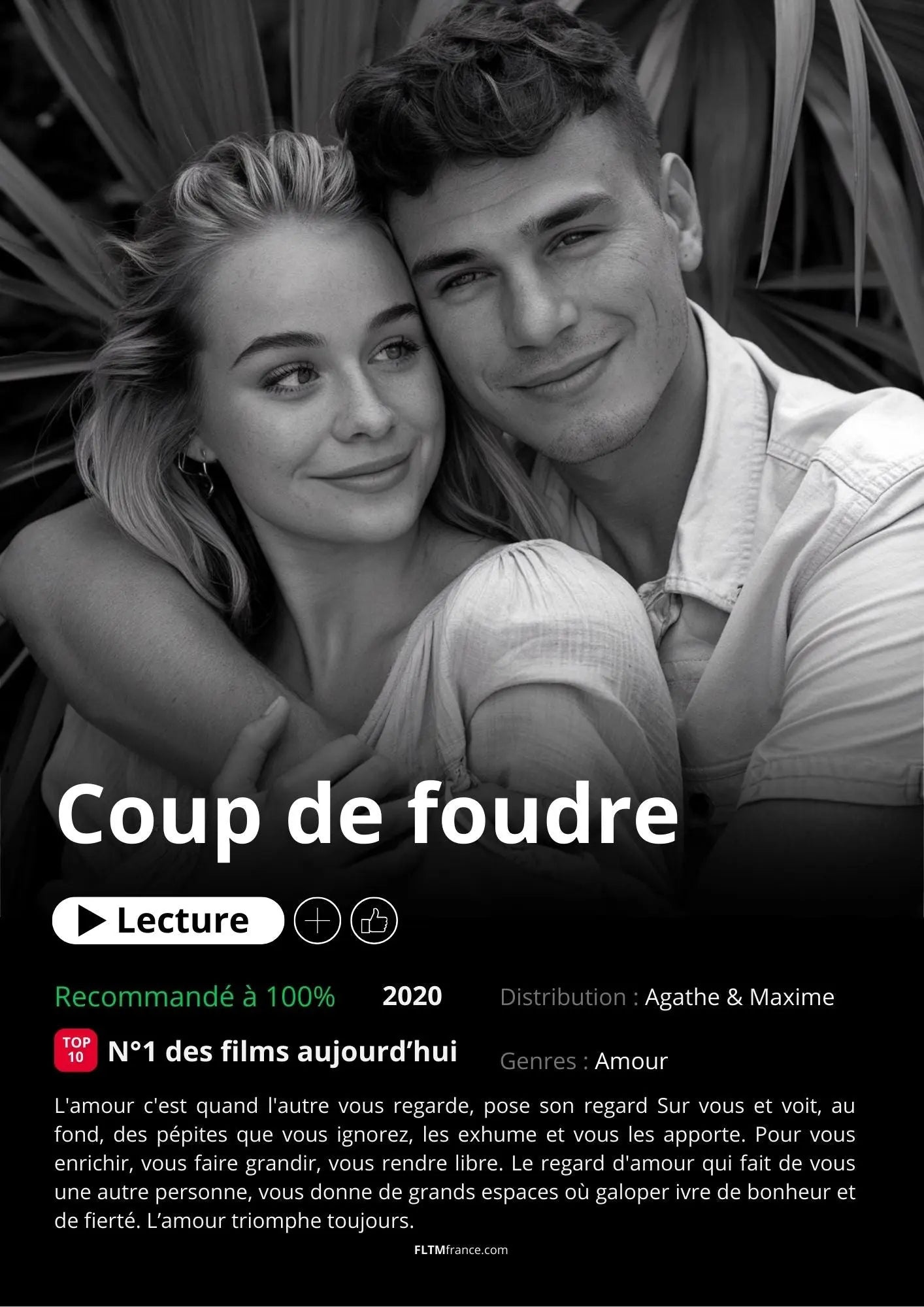 Affiche Netflix couple personnalisée FLTMfrance