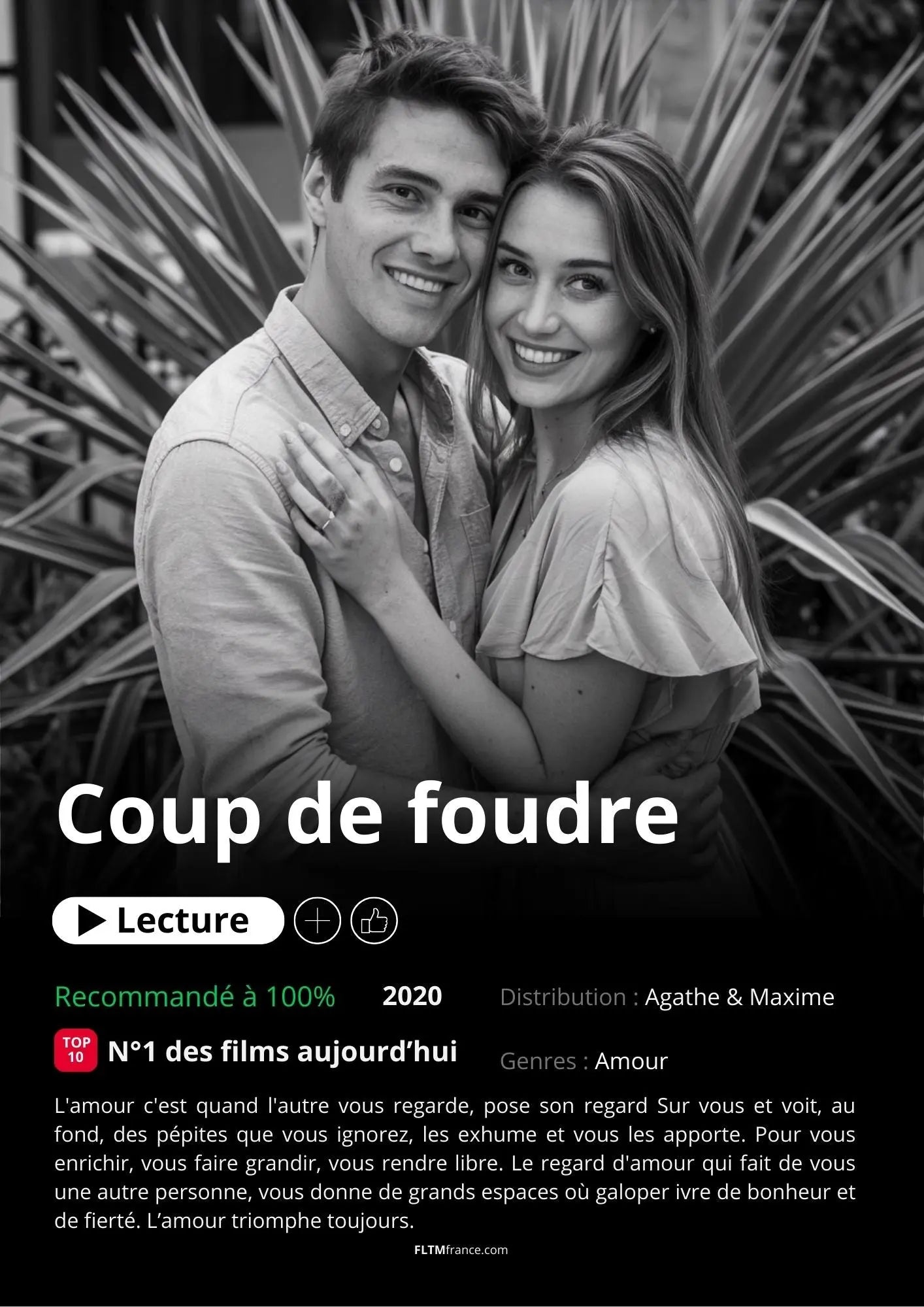 Affiche Netflix couple personnalisée FLTMfrance