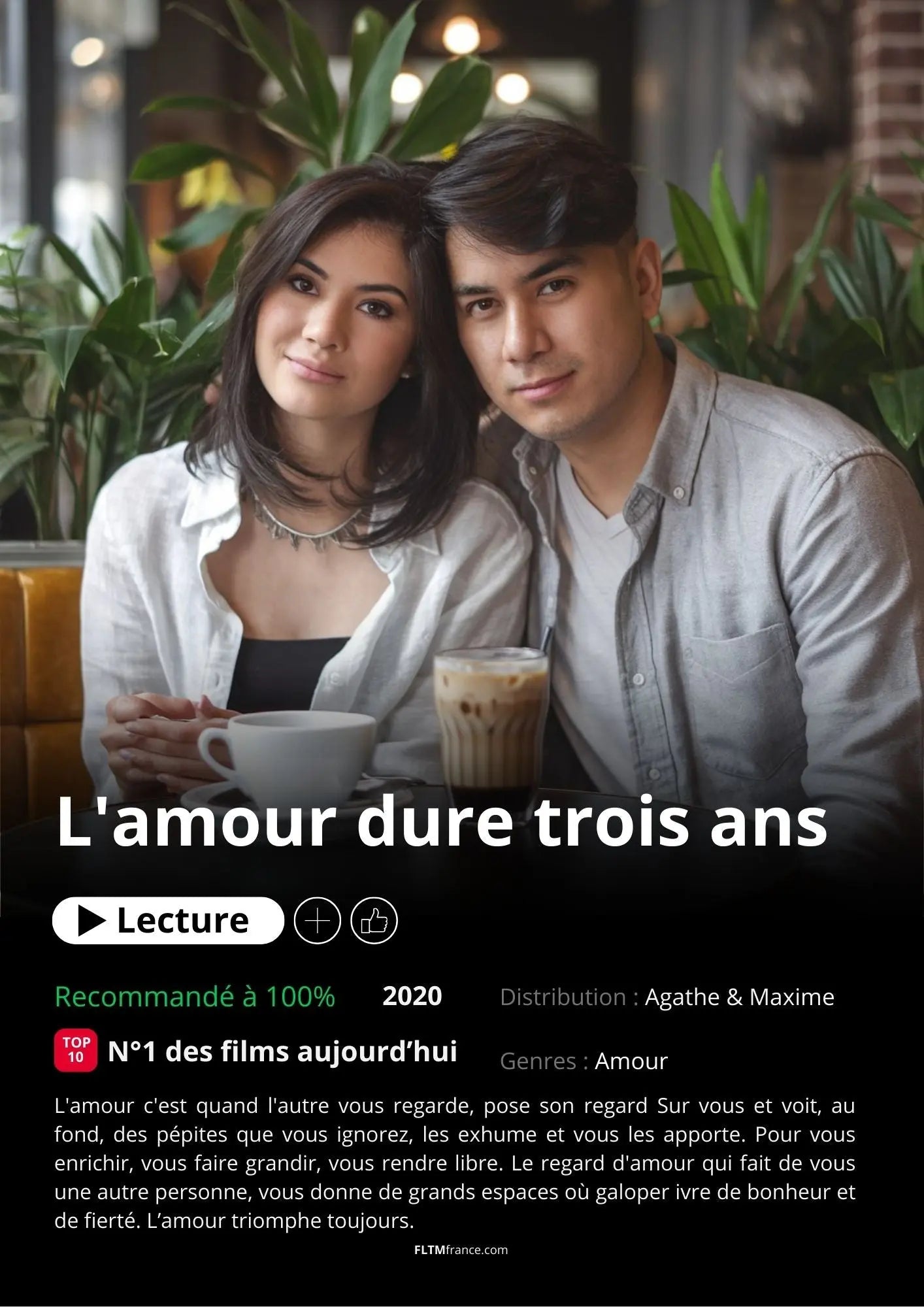 Affiche Netflix couple personnalisée FLTMfrance